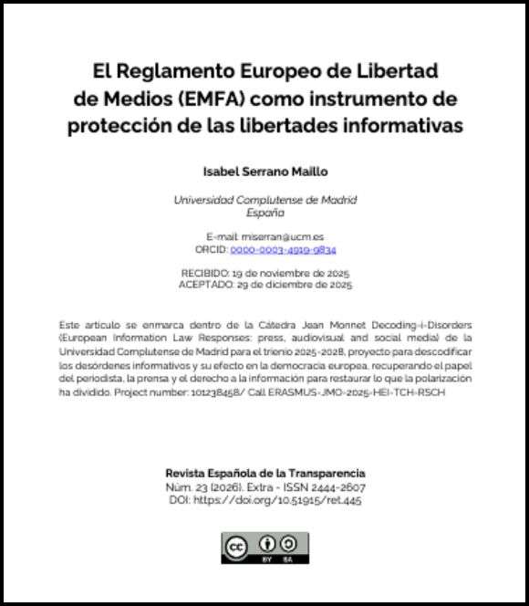 El Reglamento Europeo de Libertad de Medios (EMFA) como instrumento de protección de las libertades informativas